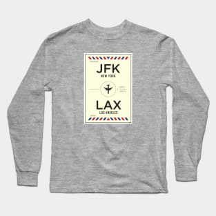 JFK to LAX Airport / New York to Los Angeles Long Sleeve T-Shirt